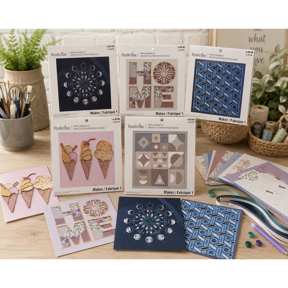 Lot of 5 Recollections Paper‎ Layering & Quilling Craft Kits New Sealed DIY